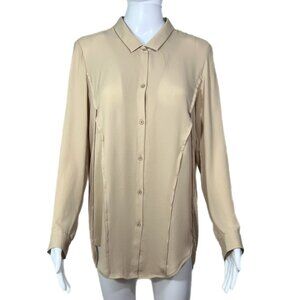 PRE-OWNED - The Kooples Beige Collared Button Down Shirt Size Small